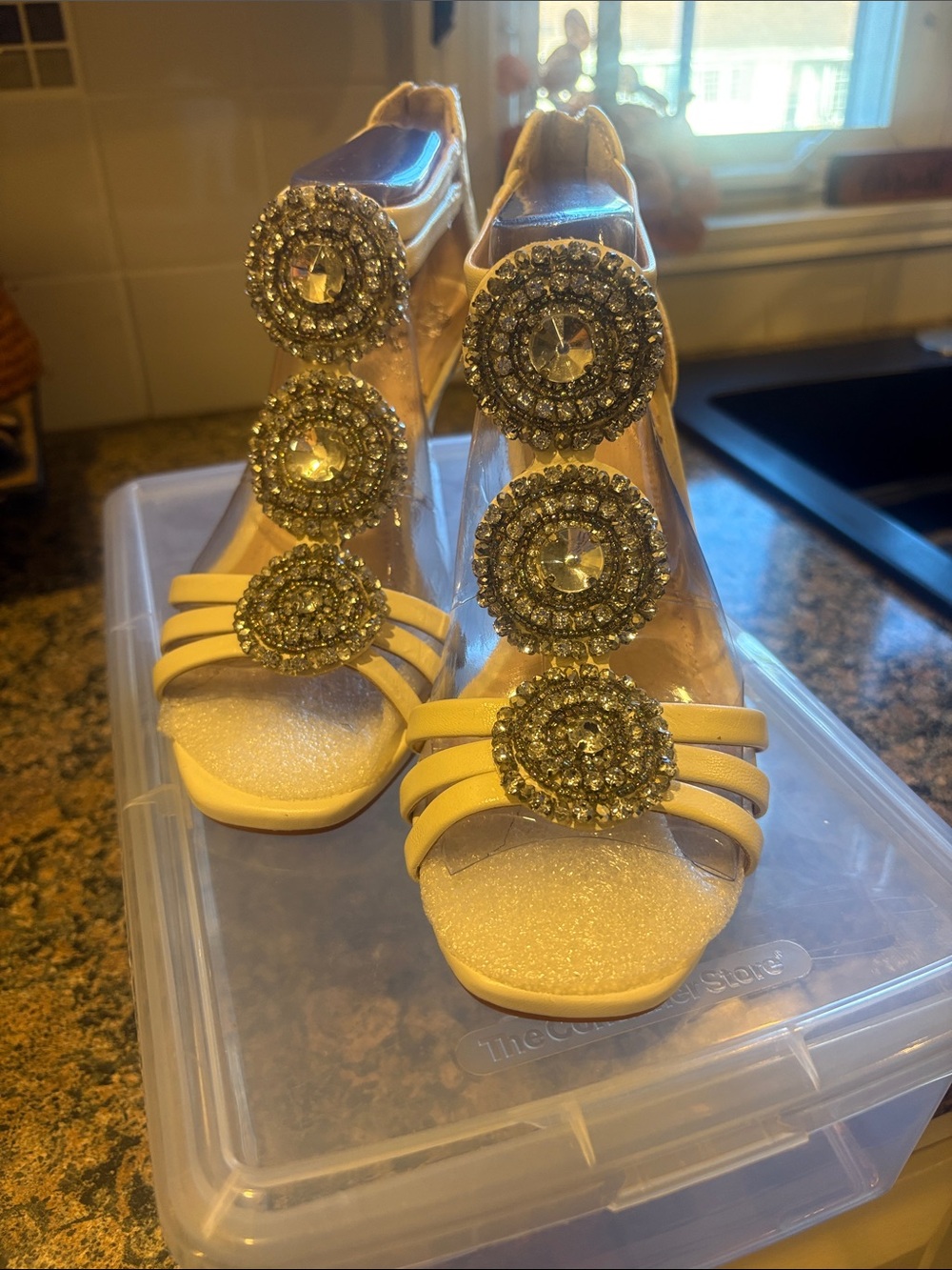 Vince Camuto Crystal-Embellished Sandals - Cream